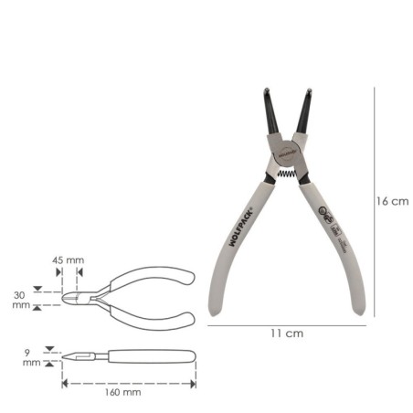Alicates Arandelas Interiores Curvo 175 mm. Acero Din 5256. Anillos De Presión, Anillos De Retención, Arandelas Circlips