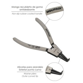 Alicates Arandelas Exteriores Curvo 175 mm. Acero Din 5254. Anillos De Presión, Anillos De Retención, Arandelas Circlips