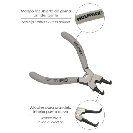Alicates Arandelas Interiores Curvo 125 mm. Acero Din 5254. Anillos De Presión, Anillos De Retención, Arandelas Circlips