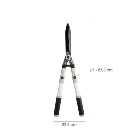 Tijera Podar Setos 2 Manos Aluminio Telescópicas, Hojas Acero Antiadherente, Mango TPR, Ajuste Corte,