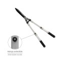 Tijera Podar Setos 2 Manos Aluminio Telescópicas, Hojas Acero Antiadherente, Mango TPR, Ajuste Corte,
