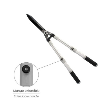 Tijera Podar Setos 2 Manos Aluminio Telescópicas, Hojas Acero Antiadherente, Mango TPR, Ajuste Corte,