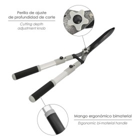 Tijera Podar Setos 2 Manos Aluminio Telescópicas, Hojas Acero Antiadherente, Mango TPR, Ajuste Corte,
