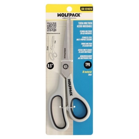 Tijeras Multiuso Acero Inoxidable 8,5" / 220 mm. Hojas Acero Inoxidable, Mango Cómodo y Suave