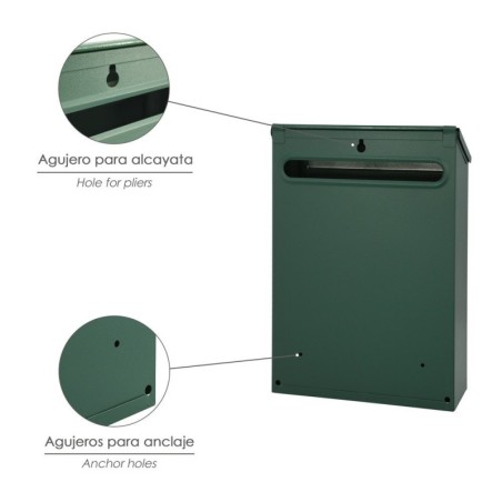 Buzón Exterior 205 x 300 x 70 mm. Verde