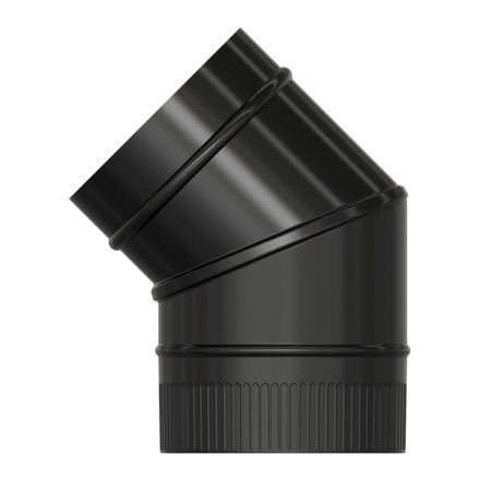 Codo Estufa Liso Negro Vitrificado Diámetro 150 mm. 45º
