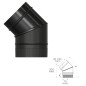 Codo Estufa Liso Negro Vitrificado Diámetro 150 mm. 45º Codo Estufa Liso Negro Vitrificado Diámetro 150 mm. 45º