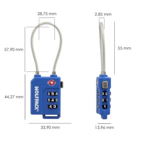 Candado Seguridad Equipaje Tsa 3 Dígitos Con Cable Acero. Candado Combinación, Maleta, Viaje, Mochilas, Seguridad
