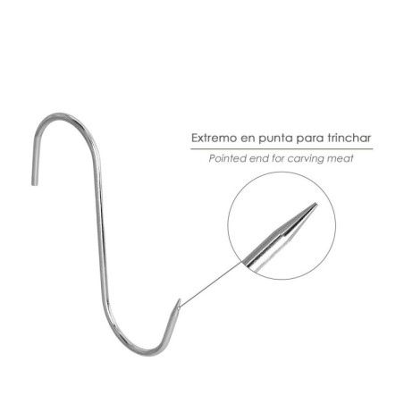 Gancho Carnicero Inoxidable N.º 7 De 220 x 10 mm. Gancho Para Productos Cárnicos.