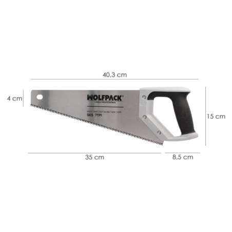 Serrucho Carpintero Bimaterial 350 mm. / 14" Acero SK5 Triple Afilado Sierra Carpintero, Serrucho Carpintería, Sierra Costilla