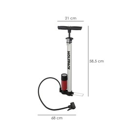 Bomba Inflar Bicicleta Con Manómetro. Doble Boquilla Válvula Presta y Schrader. Diámetro 32 x 500 mm. 10 BAR / 160 PSI