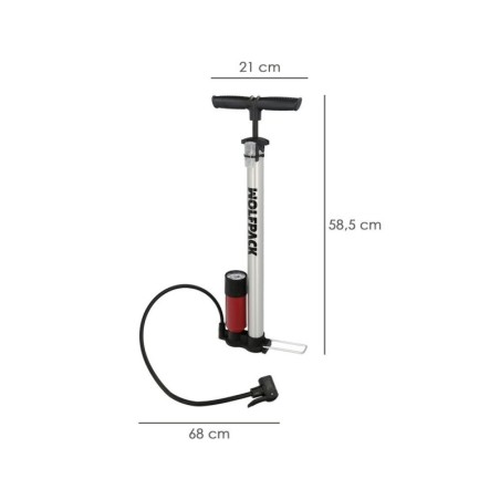 Bomba Inflar Bicicleta Con Manómetro. Doble Boquilla Válvula Presta y Schrader. Diámetro 32 x 500 mm. 10 BAR / 160 PSI