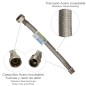 Latiguillo Flexible Reforzado Acero Inoxidable Termo Macho 1/2" - Hembra 3/4" Longitud 250 mm Latiguillo Flexible Reforzado Acero Inoxidable Termo Macho 1/2" - Hembra 3/4" Longitud 250 mm