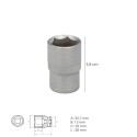 Llave Vaso 1/2" Hexagonal 18 mm. Perfil de 6 caras. Acero Cromo Vanadio, Aristas Redondas