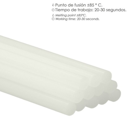 Barras De Pegamento Caliente Diámetro 7,2 mm. bolsa De 500 Gramos. Barras Silicona