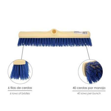 Cepillo Barrendero Industrial Fibra Semi Rígida PVC. Soporte Polipropileno 50 cm. (Sin Mango)
