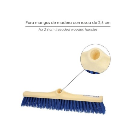 Cepillo Barrendero Industrial Fibra Semi Rígida PVC. Soporte Polipropileno 50 cm. (Sin Mango)
