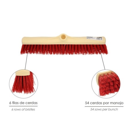 Cepillo Barrendero Industrial Fibra Suave PVC. Soporte Polipropileno 50 cm. (Sin Mango)