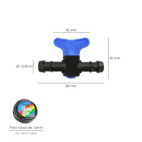 Llave De Paso Extra Para Tuberías Goteo Diámetro 16 mm. (Bolsa 50 Piezas) Riego Por Goteo, Microaspersión