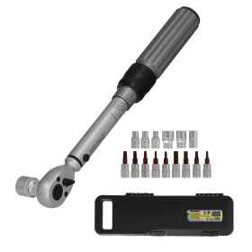 Llave Dinamometrica 1/4 Con 9 Puntas Hexagonales y 5 Vasos. Llave De Torque Camiones, Coches, Motos, Micro Ajustes, Acero CRV