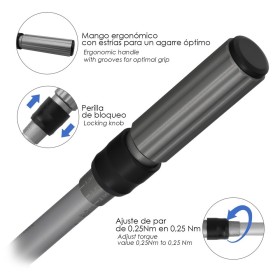 Llave Dinamometrica 1/4 Con 9 Puntas Hexagonales y 5 Vasos. Llave De Torque Camiones, Coches, Motos, Micro Ajustes, Acero CRV