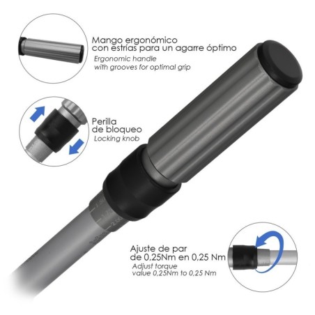 Llave Dinamometrica 1/4 Con 9 Puntas Hexagonales y 5 Vasos. Llave De Torque Camiones, Coches, Motos, Micro Ajustes, Acero CRV