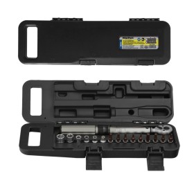 Llave Dinamometrica 1/4 Con 9 Puntas Hexagonales y 5 Vasos. Llave De Torque Camiones, Coches, Motos, Micro Ajustes, Acero CRV