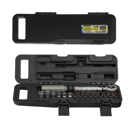Llave Dinamometrica 1/4 Con 9 Puntas Hexagonales y 5 Vasos. Llave De Torque Camiones, Coches, Motos, Micro Ajustes, Acero CRV