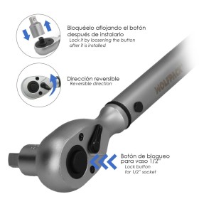 Llave Dinamometrica 1/2 Con Alargadera y Reductor De 3/8 Llave De Torque Camiones, Coches, Motos, Micro Ajustes, Acero CRV
