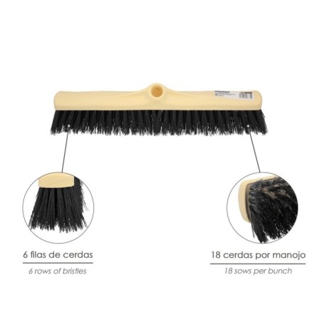 Cepillo Barrendero Industrial Fibra Rígida PVC. Soporte Polipropileno 50 cm. (Sin Mango)