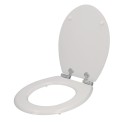 Tapa W.C. Universal Blanca Caída Amortiguada, Asiento Inodoro, Cierre Lento, Bisagras Ajustables,