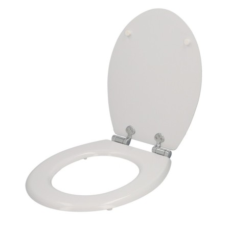 Tapa W.C. Universal Blanca Caída Amortiguada, Asiento Inodoro, Cierre Lento, Bisagras Ajustables,