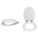 Tapa W.C. Universal Blanca Caída Amortiguada, Asiento Inodoro, Cierre Lento, Bisagras Ajustables,