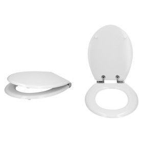Tapa W.C. Universal Blanca Caída Amortiguada, Asiento Inodoro, Cierre Lento, Bisagras Ajustables,