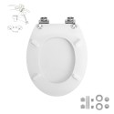 Tapa W.C. Universal Blanca Caída Amortiguada, Asiento Inodoro, Cierre Lento, Bisagras Ajustables,