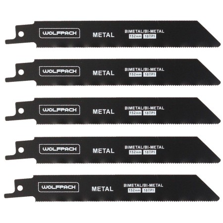 Hoja Sierra Sable Para Metales 152 mm. 18 Tpi. 5 Piezas. Sierra Hierro Aluminio, Cobre, Plástico