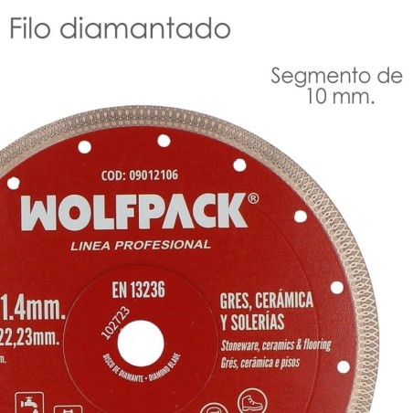 Disco Diamante Diámetro 230 mm. Porcelánicos, Gres, Cerámica, Solerías. Segmento Diamantado 10 mm.