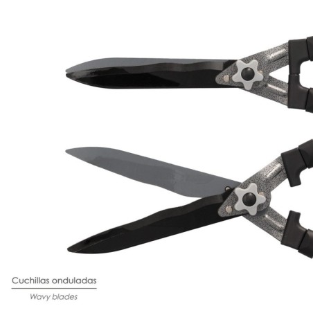 Tijera Podar Setos 2 Manos Aluminio 63 cm. Hojas Acero Antiadherente, Mango TPR, Ajuste Corte