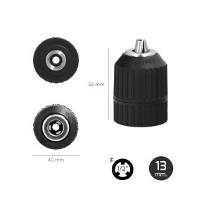 Portabrocas Sin Llave Nylon 1/2" Hembra Diámetro 13mm. Sin Llave Portabrocas, Autoajustable