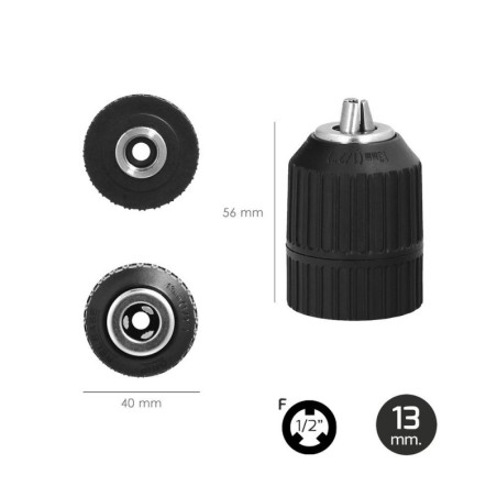 Portabrocas Sin Llave Nylon 1/2" Hembra Diámetro 13mm. Sin Llave Portabrocas, Autoajustable