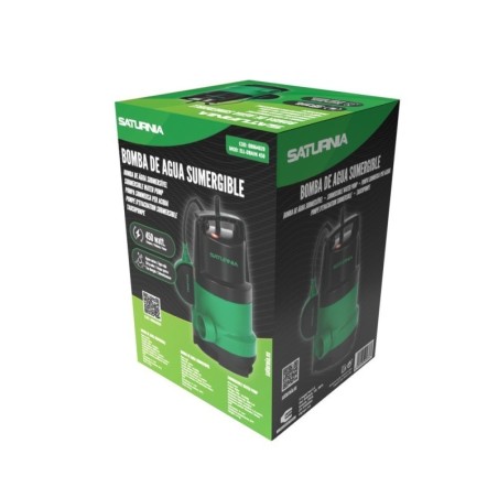 Bomba Aguas Sucias Sumergible 450 W. 8.000 lts/hora, Profundidad 5 Mts, Elevación 5,5 mts. Partículas Max. Diámetro 30 mm.
