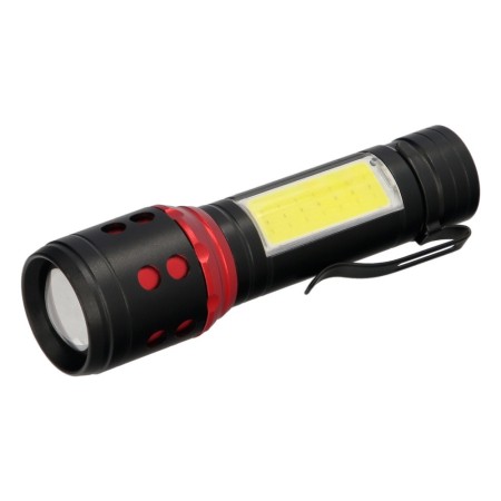 Linterna LED De Mano Mini Aluminio Recargable USB (1.200 mah) 500 Lúmenes 5 Watt. Con Función Zoom y Clip sujeción