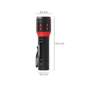 Linterna LED De Mano Mini Aluminio Recargable USB (1.200 mah) 500 Lúmenes 5 Watt. Con Función Zoom y Clip sujeción