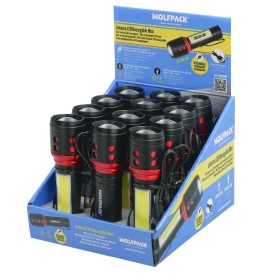 Linterna LED De Mano Mini Aluminio Recargable USB (1.200 mah) 500 Lúmenes 5 Watt. Con Función Zoom y Clip sujeción