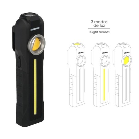 Linterna Led Profesional Multifunción Recargable USB 3 Luces 95 / 300 / 250 Lúmenes. Con Imán, Gancho y Clip Cinturón