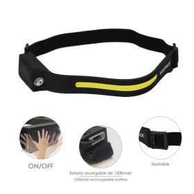 Linterna Led Frontal Cabeza Ajustable 350 Lúmenes 4 Modos, Cinta Ajustable, Batería Recargable Con Sensor Movimiento