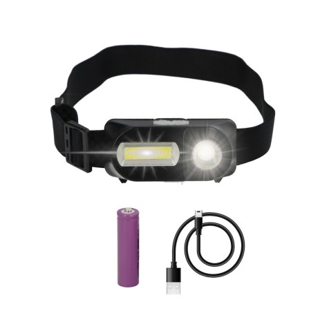 Linterna Led Frontal Cabeza Ajustable 350 Lúmenes 4 Modos, Cinta Ajustable, 3 modos de luz. Fuerte, media y flash. 1200Mah