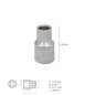 Llave Vaso 1/2" Hexagonal 12 mm. Perfil de 6 caras. Acero Cromo Vanadio, Aristas Redondas Llave Vaso 1/2" Hexagonal 12 mm. Perfil de 6 caras. Acero Cromo Vanadio, Aristas Redondas