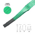 Eslinga Plana Doble Banda 2.000 Kg. Factor Seguridad 7:1, Longitud: 2 Metros Ancho 6 cm. 100% Poliéster. Color Verde
