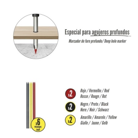 Minas Recambio Para Lápiz Carpintero Portaminas (6 Piezas)